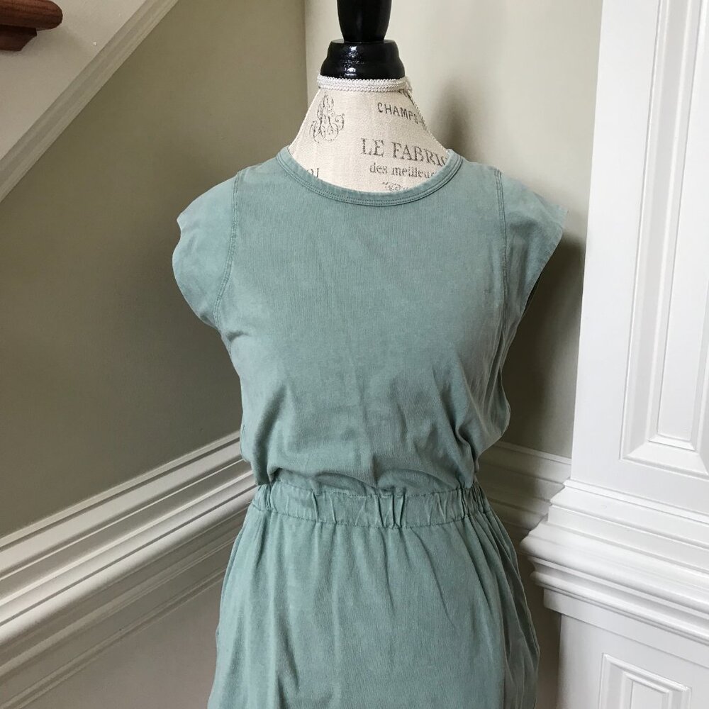 Z Supply Paxton Jersey Mini Dress Womens Small Green Crew Neck Cap Sleeve Cotton - Picture 6 of 14